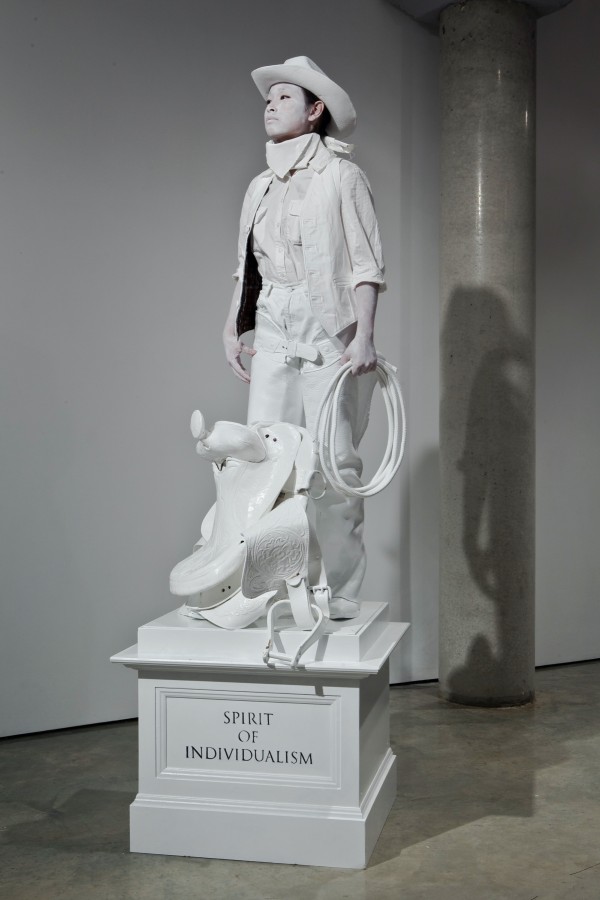 <span class='caption-artist'>Jon Sasaki</span>, <span class='caption-title'>Human Statue of the Spirit of Individualism</span>, <span class='caption-year'>2010</span>, <span class='caption-medium'>Documentation of performance</span>