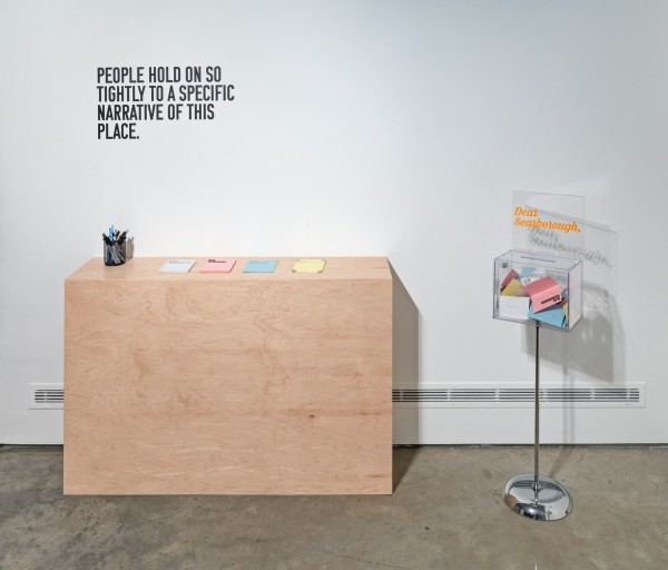 <span class='caption-artist'>Hiba Abdallah</span>, <span class='caption-title'>Dear Scarborough</span>, <span class='caption-year'>2018</span>, <span class='caption-medium'>Installation view</span>