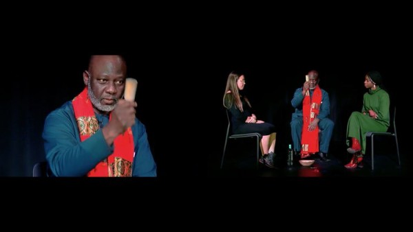 Kosisochukwu Nnebe, video still, “Ndi nna nnanyi na ezuko maka na anyi zukoro / Imaaqai, suvulivut katittut katisimagannuk / The ancestors are meeting because we have met”, 2022. Single channel video, 22:01. Courtesy of the artist.